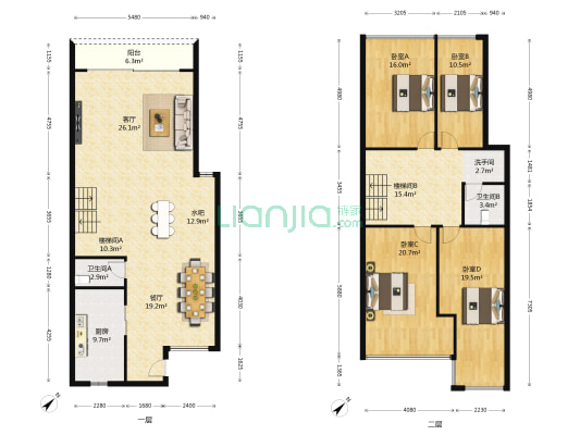翡翠山城红郡 4室2厅3卫 200平方