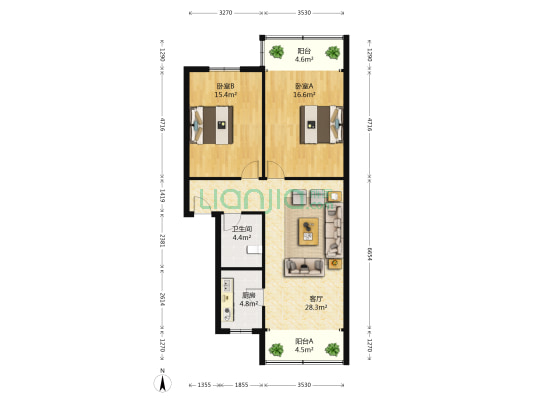 紫荆花苑 2室1厅1卫 93平方