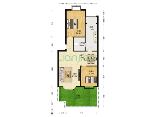 康瑞苑 2室2厅1卫 90平方