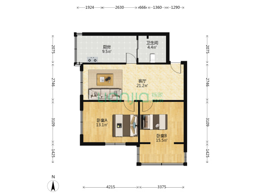 福春七小区(福春街) 2室1厅1卫 79平方