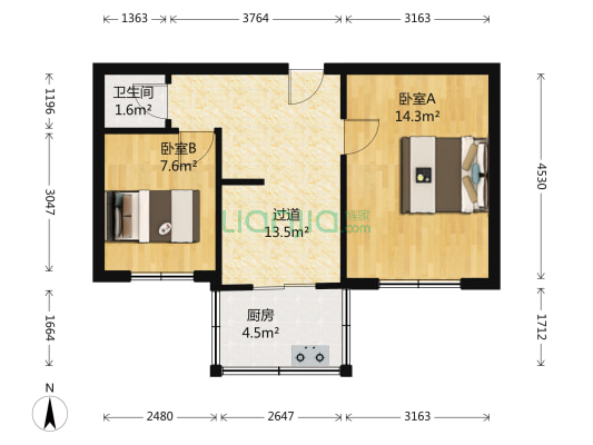 星光街 2室0厅1卫 52平方