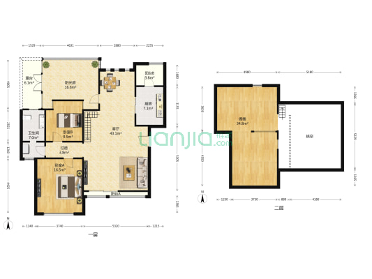 亿城天筑 2室1厅1卫 105平方