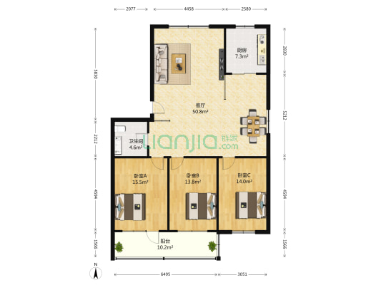 张庄路106号 3室1厅1卫 141平方