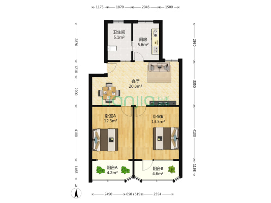 全家福家园 2室1厅1卫 81平方