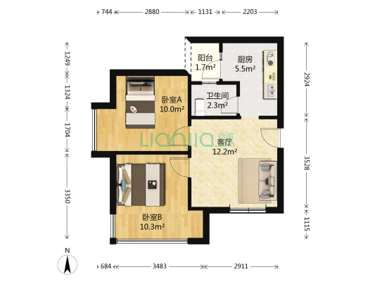三度空间 2室1厅1卫 51平方
