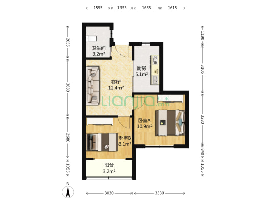 新华小区 2室1厅1卫 58平方