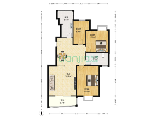 阳城景园 3室1厅1卫 119平方