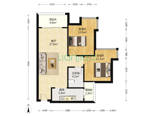 海伦国际一期 2室1厅1卫 79平方