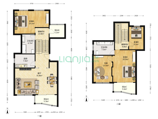 瑞禾苑(海口路) 4室1厅2卫 196平方