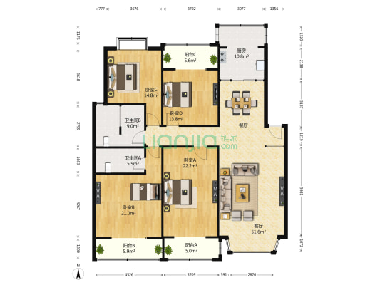 玉兰雅庭 4室1厅2卫 201平方