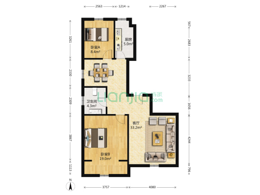 瀚邦凤凰传奇 2室1厅1卫 108平方