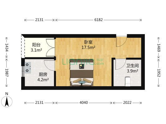 招商锦星汇 1室0厅1卫 39平方