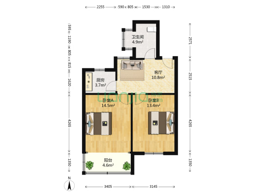 歌笛湖社区 2室1厅1卫 67平方