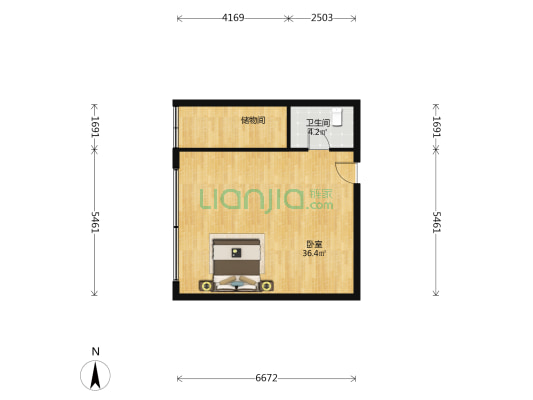 财富大厦 1室0厅1卫 60平方