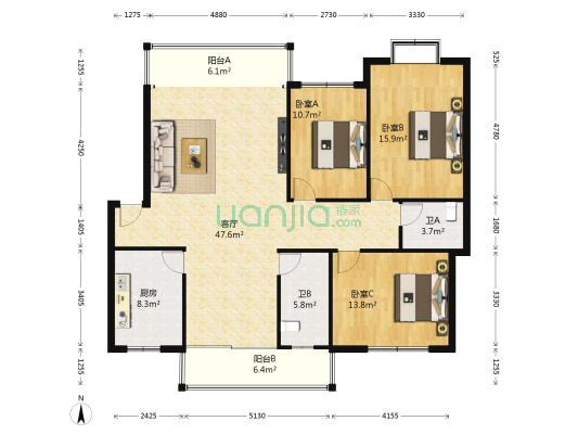 山水人家 3室1厅2卫 138平方