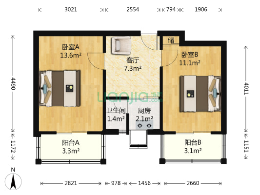 怒江里 2室1厅1卫 35平方