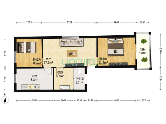 正大公寓 2室1厅1卫 77平方