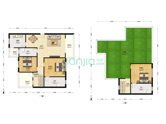 城南枫景 3室1厅3卫 143平方