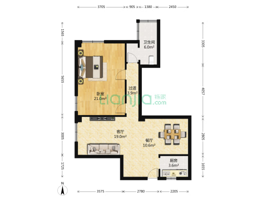 新基下村 1室2厅1卫 77平方