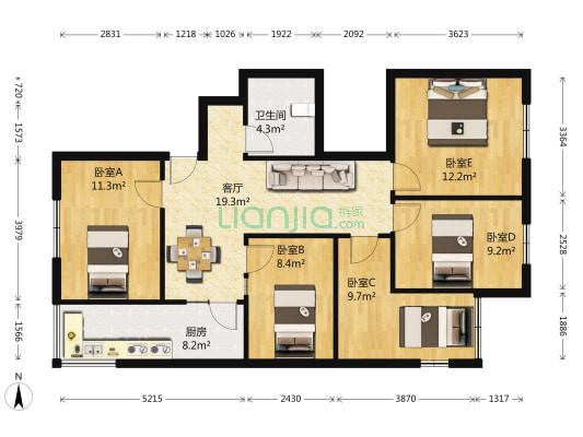 裕达别墅 5室1厅1卫 105平方