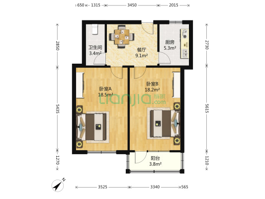 台柳路 2室1厅1卫 80平方