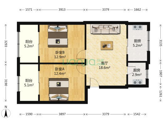 长江小区 2室1厅0卫 74平方