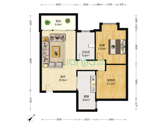 金色水岸 1室1厅1卫 92平方