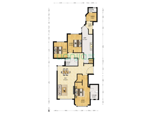 华山夏都苑 3室1厅3卫 209平方