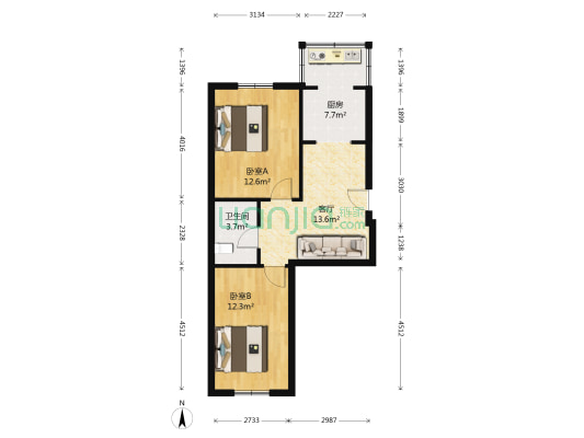 春华园 2室1厅1卫 67平方