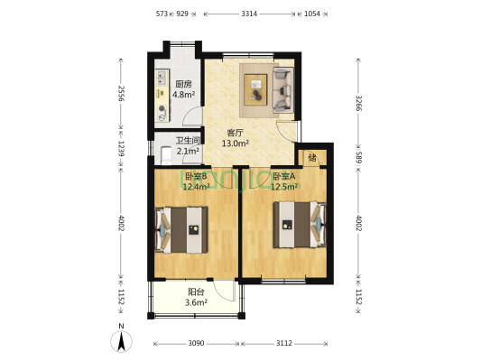 合九新村 2室1厅1卫 60平方