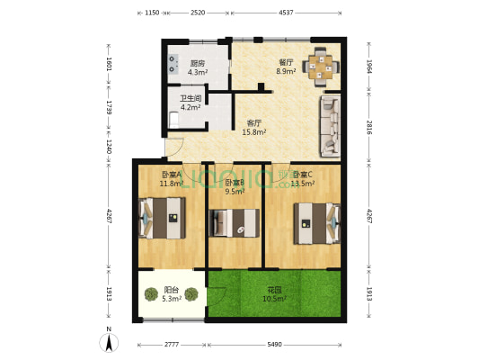 工人路179号 3室2厅1卫 82平方