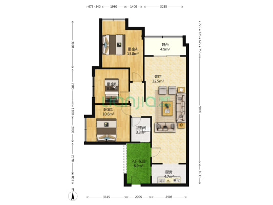 凤凰湾驭峰 3室1厅1卫 98平方