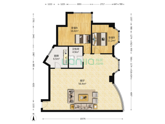 锦绣大厦 2室1厅1卫 126平方