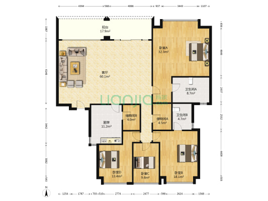 御湖名邸 4室1厅2卫 203平方