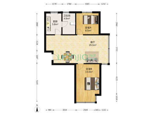 弘景花园 2室1厅1卫 79平方
