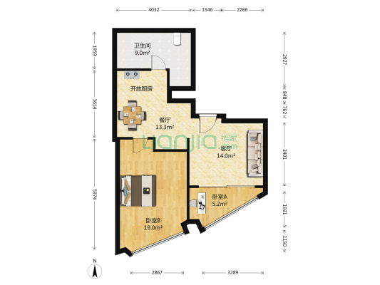 华丽家族汇景天地(商业类) 2室2厅1卫 118平方