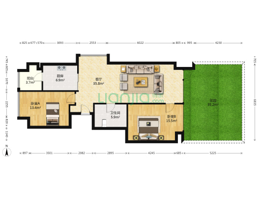 万科海云台 2室1厅1卫 94平方