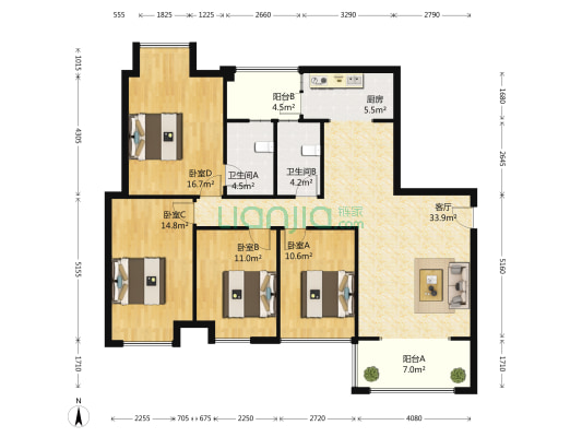 凯斯顿华府 4室1厅2卫 120平方