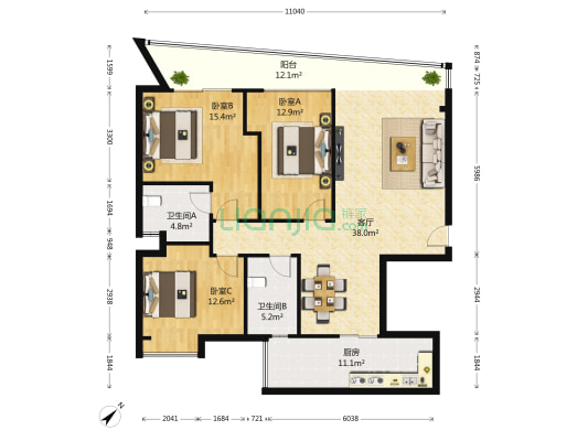 中环丰锦 3室1厅2卫 131平方