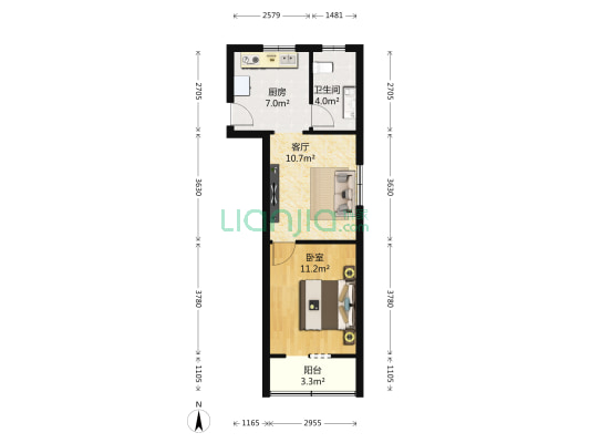 三间房西里 1室1厅1卫 49平方
