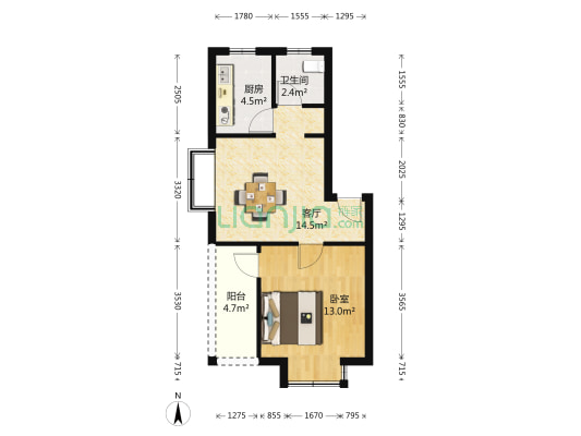 盛世春晓苑 1室1厅1卫 50平方
