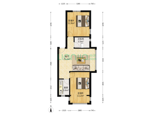凤凰山花园 2室1厅1卫 75平方