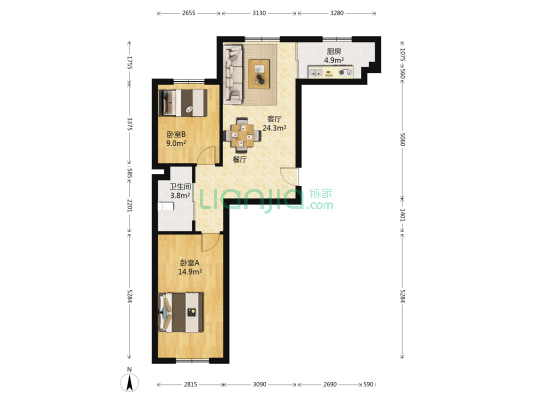 金域蓝山公馆 2室1厅1卫 82平方