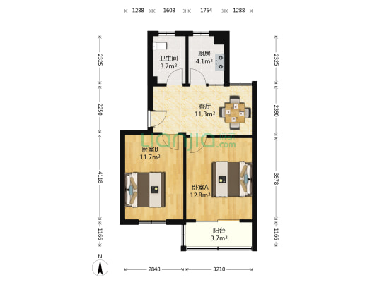 新浒花园二区 2室1厅1卫 61平方