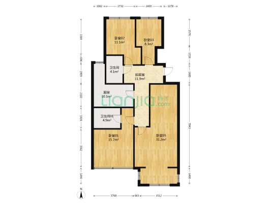 佰嘉城 4室1厅2卫 120平方