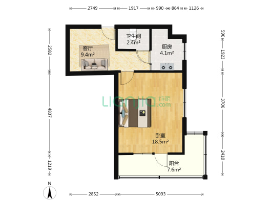 西青道楼 1室1厅1卫 54平方