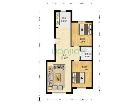 早安长春 2室1厅1卫 91平方