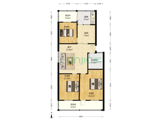 文化东路25-6号 3室1厅1卫 112平方