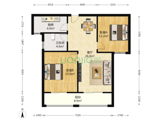 清水湾花园 2室1厅1卫 83平方