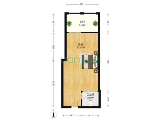 寰宇上都大厦 1室0厅1卫 52平方